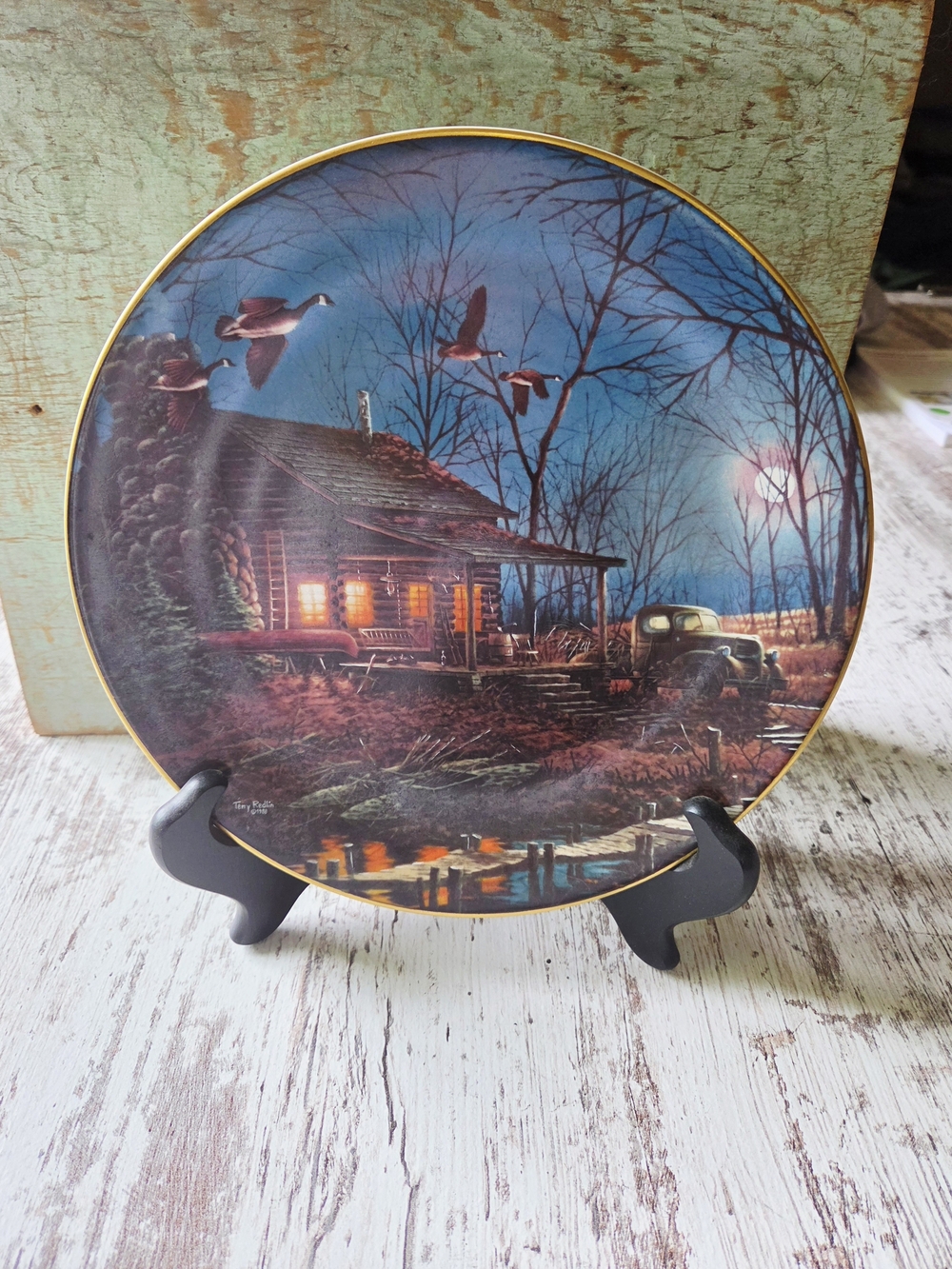 Terry Redlin Vintage Decorative Plate Moonlight Retreat Plate # 1704 of 9500